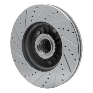 Ford E-150 Club Wagon Brake Rotor (1) - Front Right - R1 Concepts - Drilled & Slotted - Silver - `04-`06